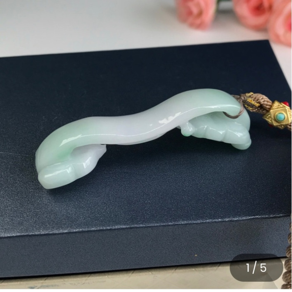 Grade A Certified Burmese Ruyi Jade Pendant